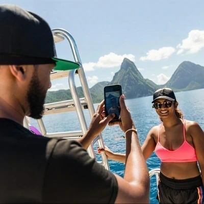Unique Experience: Private Sip and Dip Coastal Sunset Cruise with visit to the Pitons and Snorkel