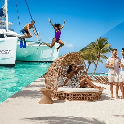 VIP Catamaran to Isla Mujeres from Planet Hollywood Cancun with Meal, Snorkel and Transfer